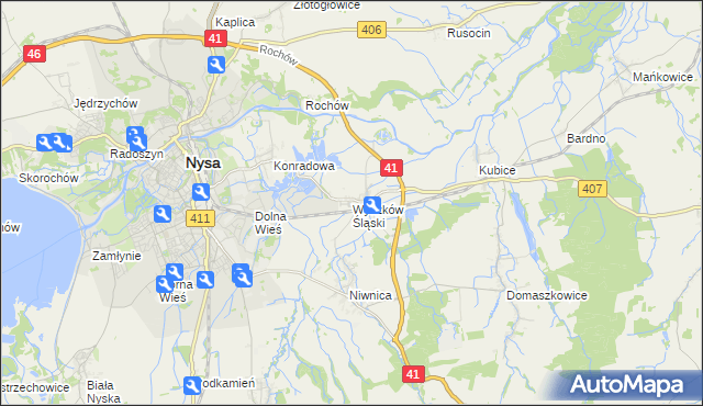 mapa Wyszków Śląski, Wyszków Śląski na mapie Targeo