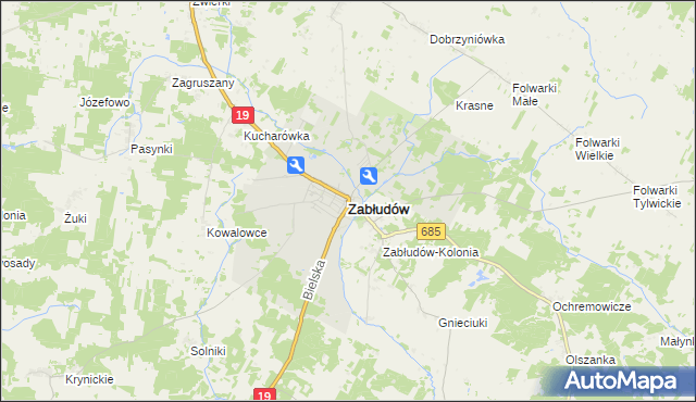 mapa Zabłudów, Zabłudów na mapie Targeo