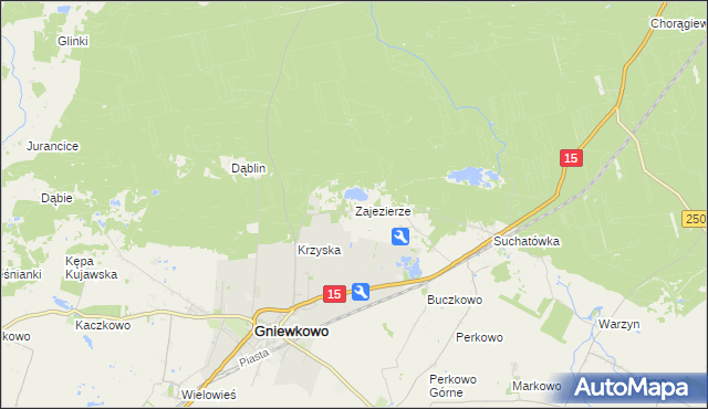 mapa Zajezierze gmina Gniewkowo, Zajezierze gmina Gniewkowo na mapie Targeo