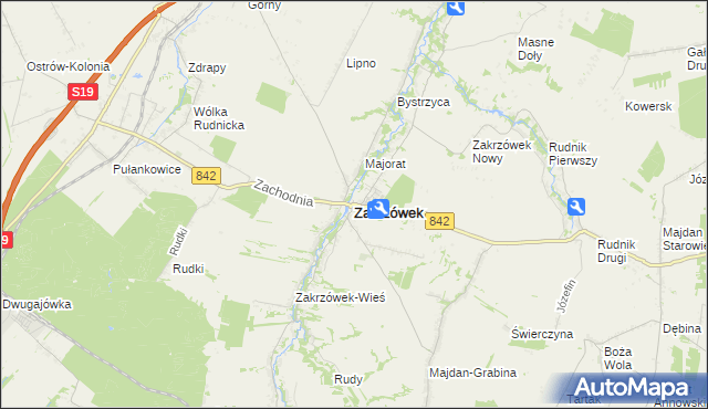 mapa Zakrzówek powiat kraśnicki, Zakrzówek powiat kraśnicki na mapie Targeo