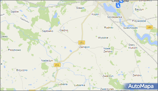 mapa Zamęcin, Zamęcin na mapie Targeo