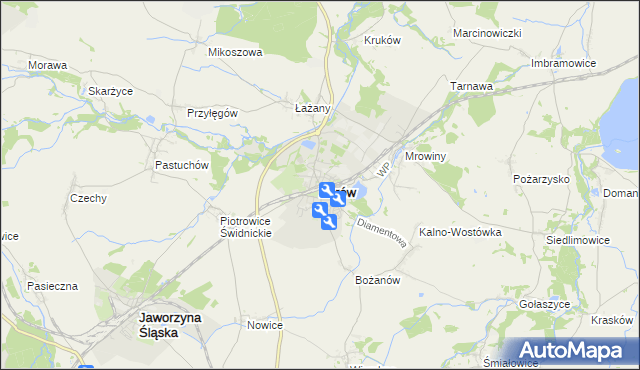 mapa Żarów powiat świdnicki, Żarów powiat świdnicki na mapie Targeo