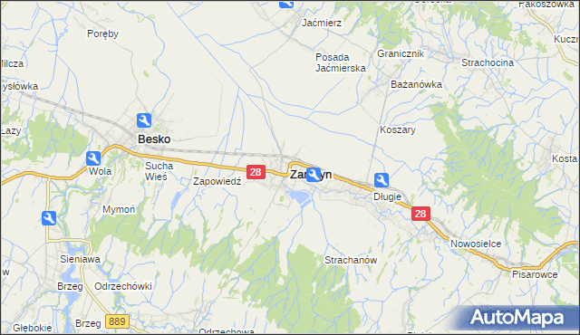 mapa Zarszyn, Zarszyn na mapie Targeo