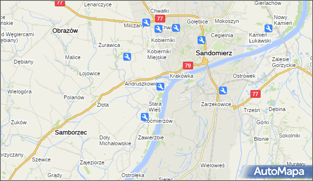 mapa Zawisełcze, Zawisełcze na mapie Targeo