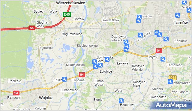 mapa Zbylitowska Góra, Zbylitowska Góra na mapie Targeo