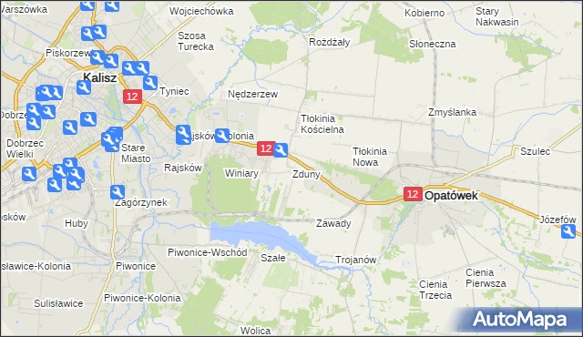 mapa Zduny gmina Opatówek, Zduny gmina Opatówek na mapie Targeo