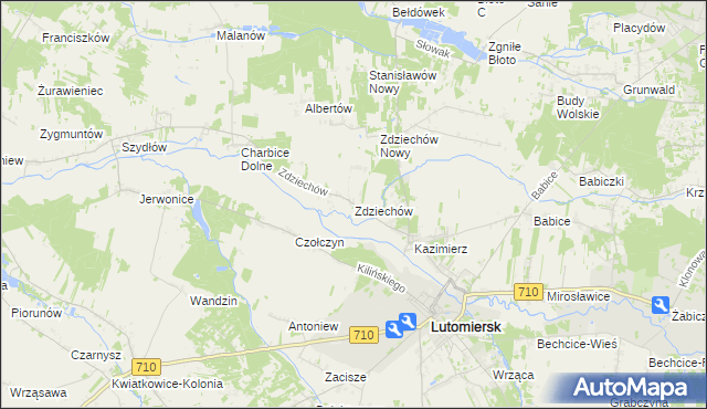 mapa Zdziechów gmina Lutomiersk, Zdziechów gmina Lutomiersk na mapie Targeo