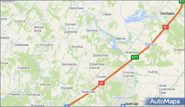 mapa Zdziechów gmina Szydłowiec, Zdziechów gmina Szydłowiec na mapie Targeo