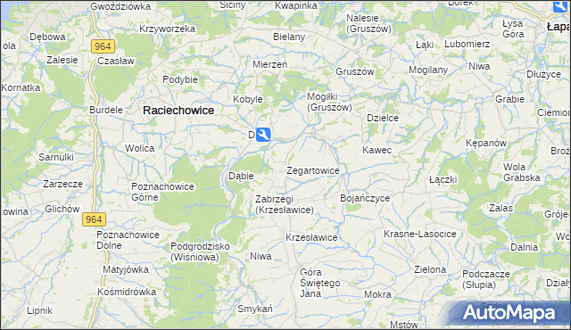 mapa Zegartowice gmina Raciechowice, Zegartowice gmina Raciechowice na mapie Targeo