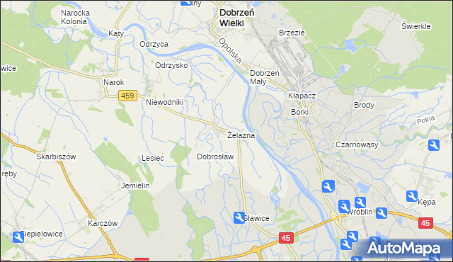 mapa Żelazna gmina Dąbrowa, Żelazna gmina Dąbrowa na mapie Targeo