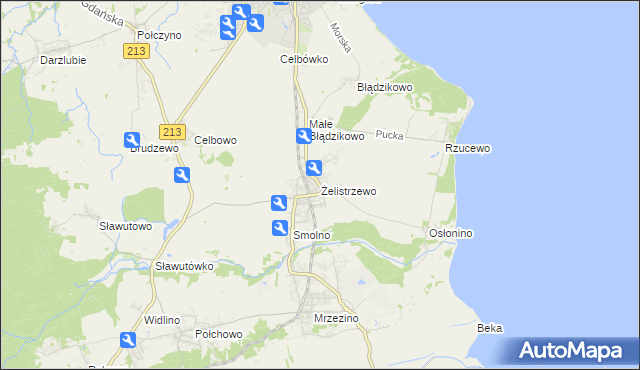 mapa Żelistrzewo, Żelistrzewo na mapie Targeo