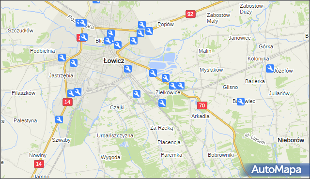 mapa Zielkowice, Zielkowice na mapie Targeo