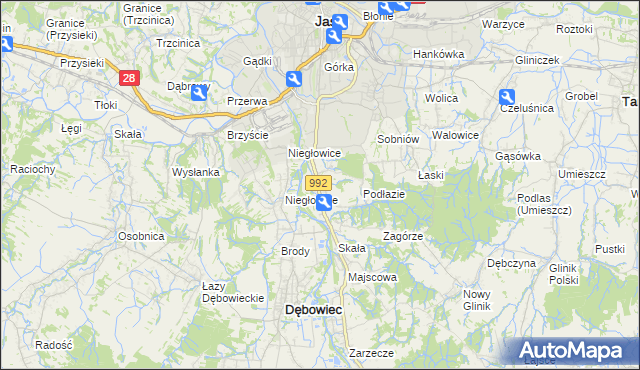 mapa Żółków gmina Jasło, Żółków gmina Jasło na mapie Targeo