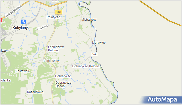 mapa Żuki gmina Terespol, Żuki gmina Terespol na mapie Targeo