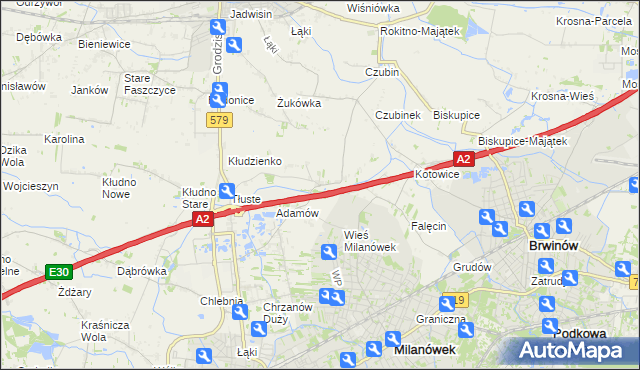 mapa Żuków gmina Grodzisk Mazowiecki, Żuków gmina Grodzisk Mazowiecki na mapie Targeo