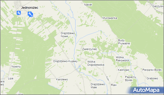 mapa Zwierzyniec gmina Krasnosielc, Zwierzyniec gmina Krasnosielc na mapie Targeo