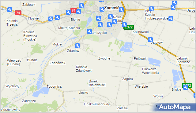 mapa Zwódne, Zwódne na mapie Targeo