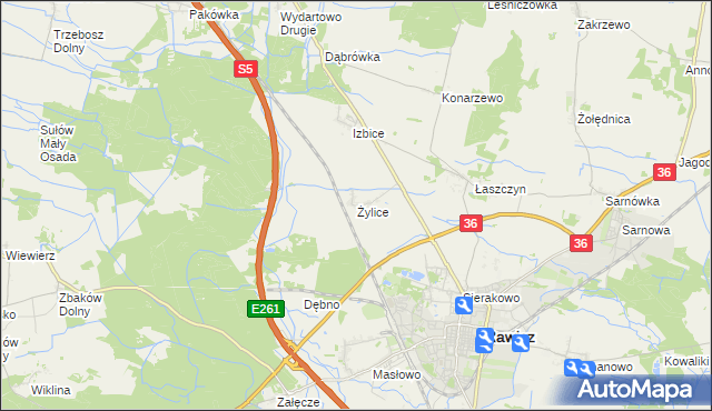 mapa Żylice gmina Rawicz, Żylice gmina Rawicz na mapie Targeo