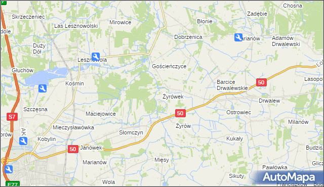 mapa Żyrówek, Żyrówek na mapie Targeo