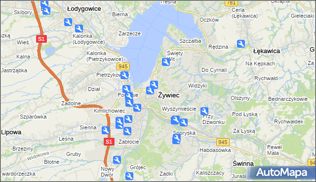 mapa Żywiec, Żywiec na mapie Targeo