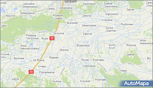 mapa Brzezówka gmina Szczucin, Brzezówka gmina Szczucin na mapie Targeo