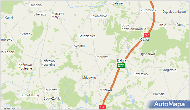 mapa Dąbrowa gmina Strzegowo, Dąbrowa gmina Strzegowo na mapie Targeo