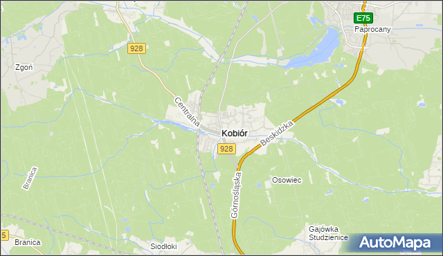 mapa Kobiór, Kobiór na mapie Targeo