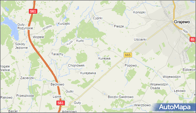 mapa Kurejwa, Kurejwa na mapie Targeo