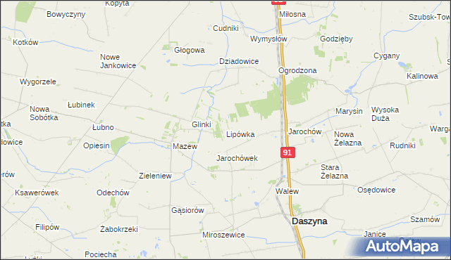 mapa Lipówka gmina Daszyna, Lipówka gmina Daszyna na mapie Targeo