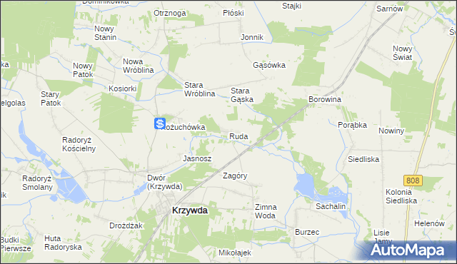 mapa Ruda gmina Krzywda, Ruda gmina Krzywda na mapie Targeo