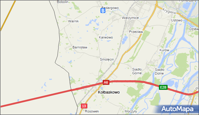 mapa Smolęcin gmina Kołbaskowo, Smolęcin gmina Kołbaskowo na mapie Targeo