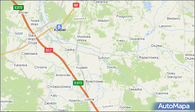 mapa Sufczyn gmina Kołbiel, Sufczyn gmina Kołbiel na mapie Targeo