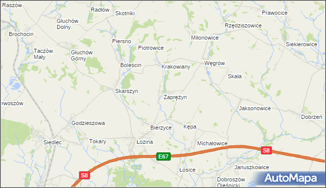 mapa Zaprężyn, Zaprężyn na mapie Targeo