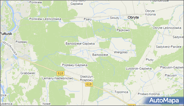 mapa Bartodzieje gmina Obryte, Bartodzieje gmina Obryte na mapie Targeo