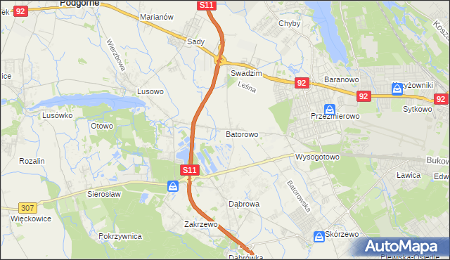 mapa Batorowo gmina Tarnowo Podgórne, Batorowo gmina Tarnowo Podgórne na mapie Targeo