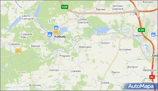 mapa Bielkówko, Bielkówko na mapie Targeo