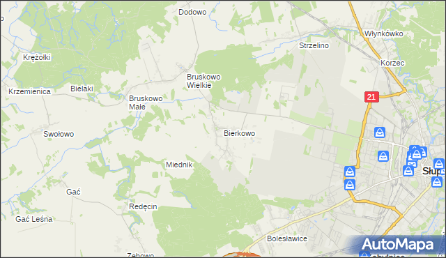 mapa Bierkowo, Bierkowo na mapie Targeo