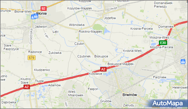 mapa Biskupice gmina Brwinów, Biskupice gmina Brwinów na mapie Targeo