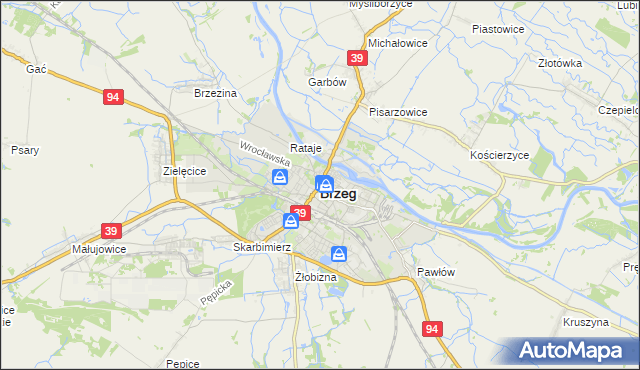 mapa Brzeg, Brzeg na mapie Targeo