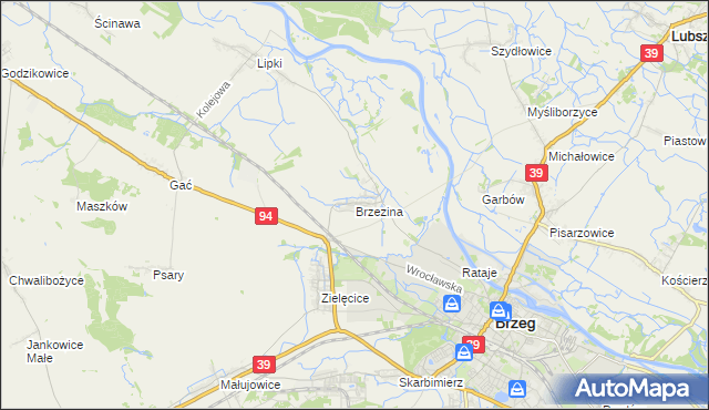 mapa Brzezina gmina Skarbimierz, Brzezina gmina Skarbimierz na mapie Targeo