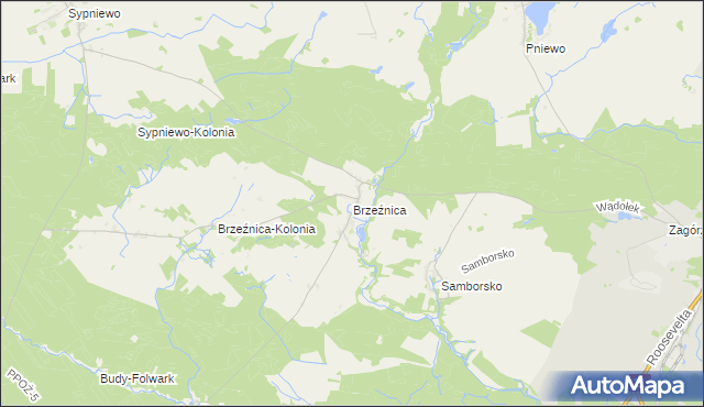 mapa Brzeźnica gmina Jastrowie, Brzeźnica gmina Jastrowie na mapie Targeo