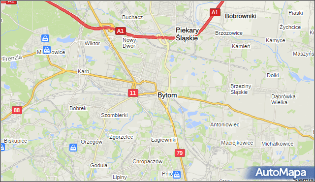 mapa Bytomia, Bytom na mapie Targeo