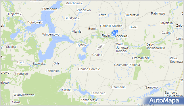 mapa Chalno, Chalno na mapie Targeo