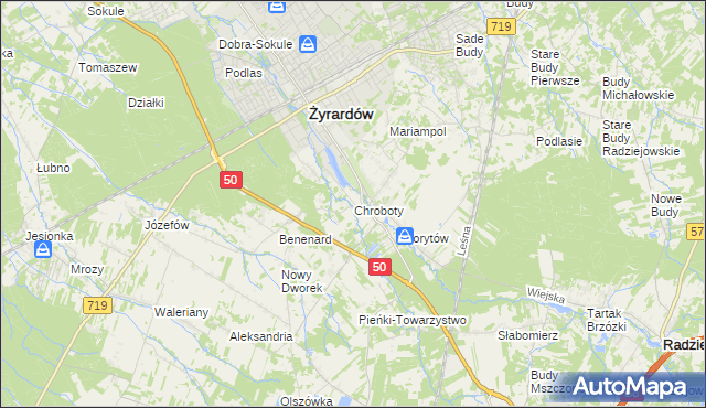 mapa Chroboty, Chroboty na mapie Targeo