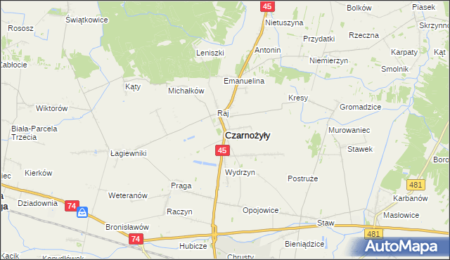 mapa Czarnożyły, Czarnożyły na mapie Targeo