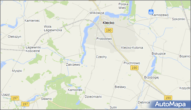 mapa Czechy gmina Kłecko, Czechy gmina Kłecko na mapie Targeo