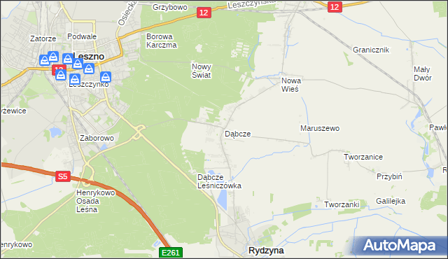 mapa Dąbcze, Dąbcze na mapie Targeo