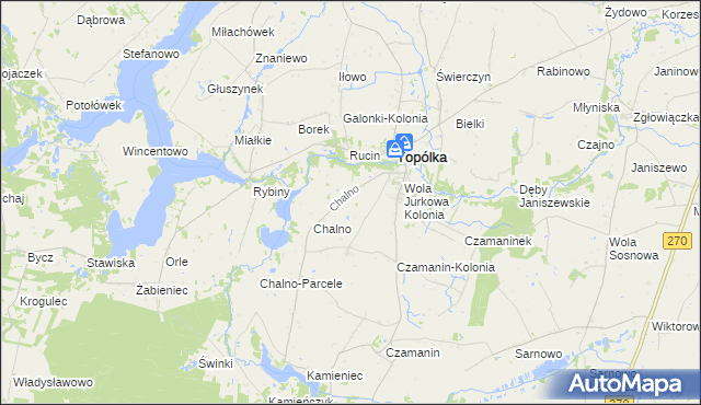 mapa Dębianki gmina Topólka, Dębianki gmina Topólka na mapie Targeo
