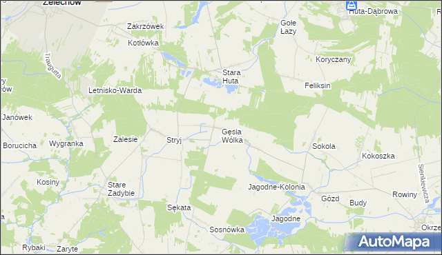 mapa Gęsia Wólka, Gęsia Wólka na mapie Targeo