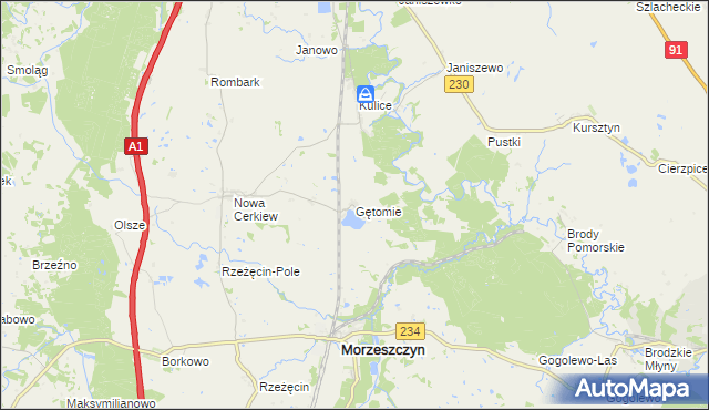 mapa Gętomie, Gętomie na mapie Targeo
